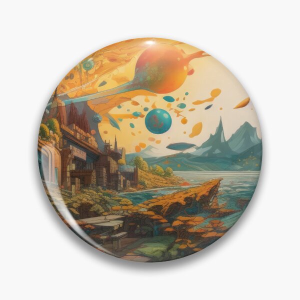 Item preview, Mountain City Born from Color Splashes designed and sold by ImaginationbyAI.