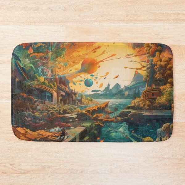 Item preview, Mountain City Born from Color Splashes designed and sold by ImaginationbyAI.