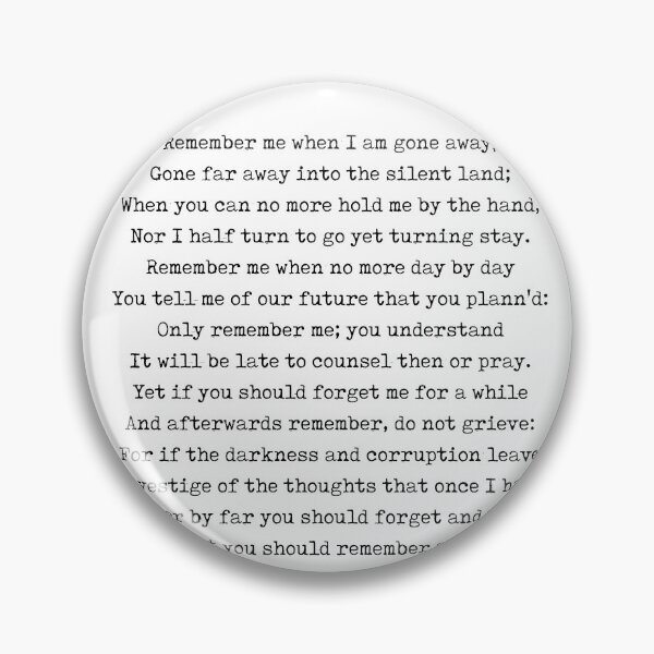 Item preview, Remember - Christina Rossetti Poem - Literature - Typewriter Print 1 designed and sold by Studio Grafiikka.