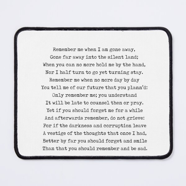 Item preview, Remember - Christina Rossetti Poem - Literature - Typewriter Print 1 designed and sold by Studio Grafiikka.