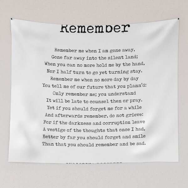 Item preview, Remember - Christina Rossetti Poem - Literature - Typewriter Print 1 designed and sold by Studio Grafiikka.