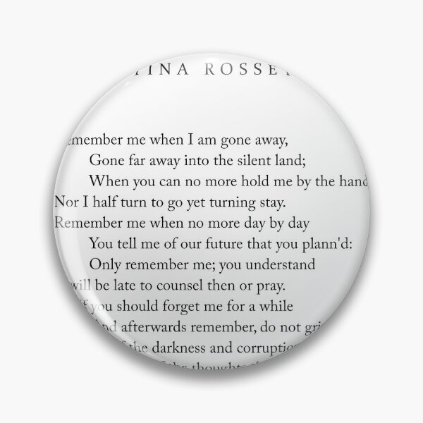 Item preview, Remember - Christina Rossetti Poem - Literature - Typewriter Print 1 designed and sold by Studio Grafiikka.
