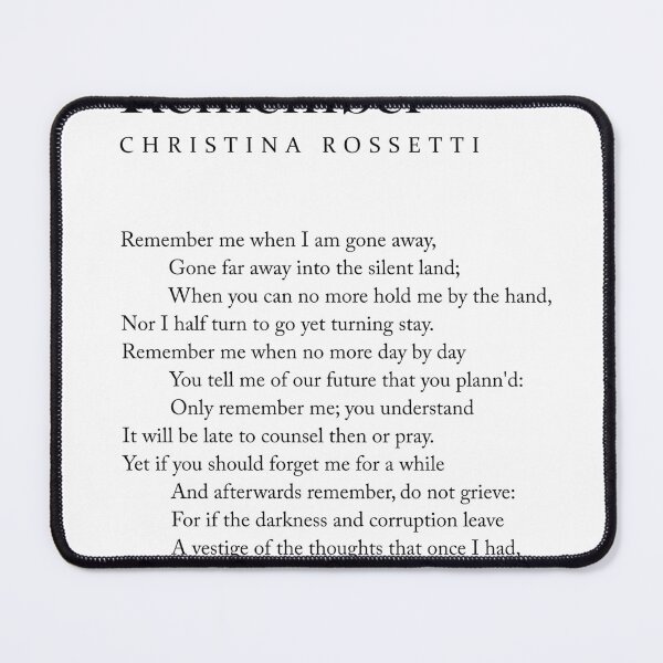 Item preview, Remember - Christina Rossetti Poem - Literature - Typewriter Print 1 designed and sold by Studio Grafiikka.