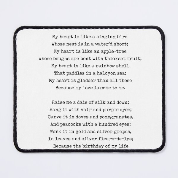 Item preview, A Birthday - Christina Rossetti Poem - Literature - Typewriter Print 2 designed and sold by Studio Grafiikka.