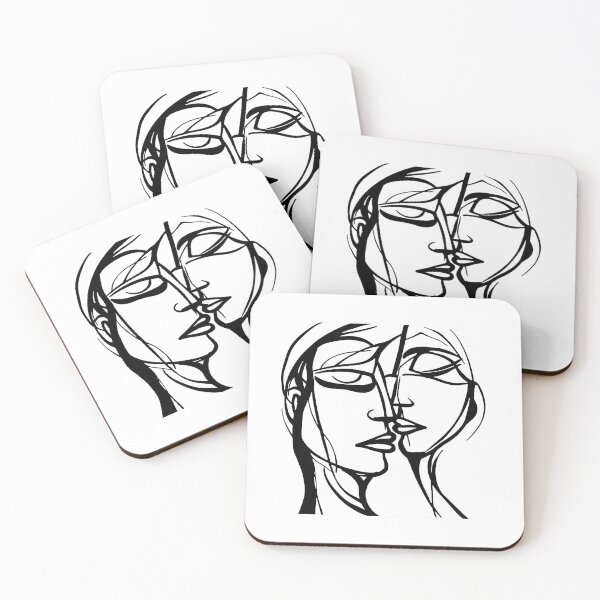 Item preview, Couple Kissing Line Art Romantic Art Kiss Together Sweet Couple Man and Woman designed and sold by EmilyFNM3D.