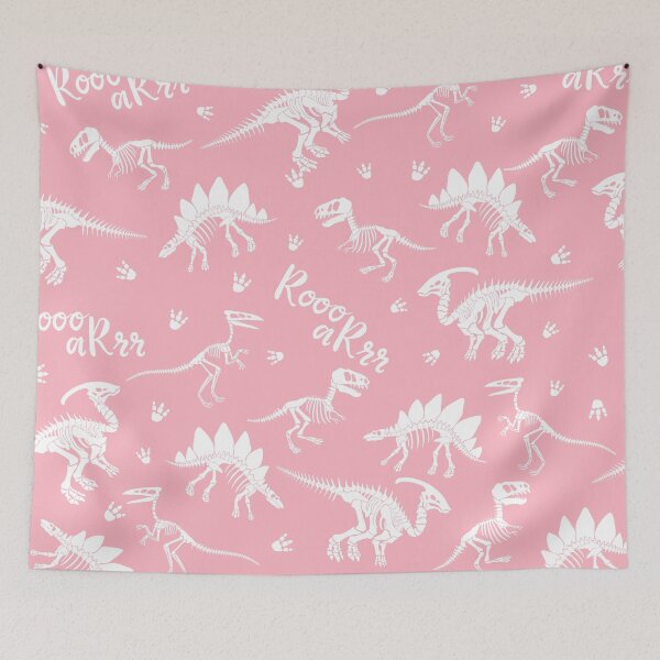 Item preview, Painted Dinos Pink and White pattern designed and sold by Ladies-Boutique.