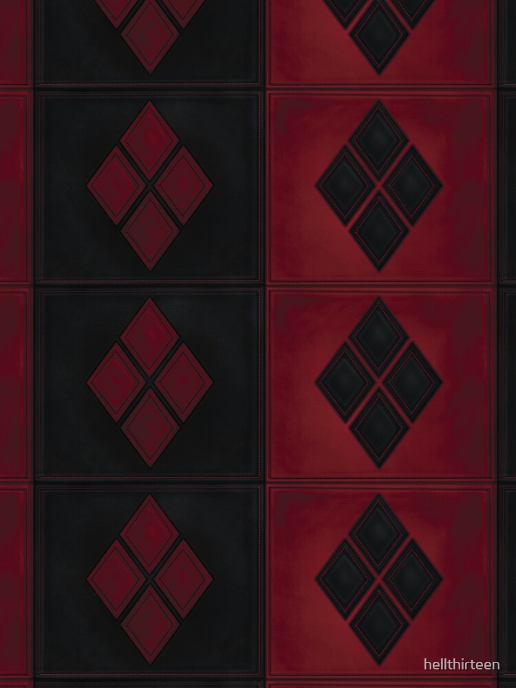 Patchwork Red & Black Leder Effekt Motley mit Diamant Patches 4 von hellthirteen