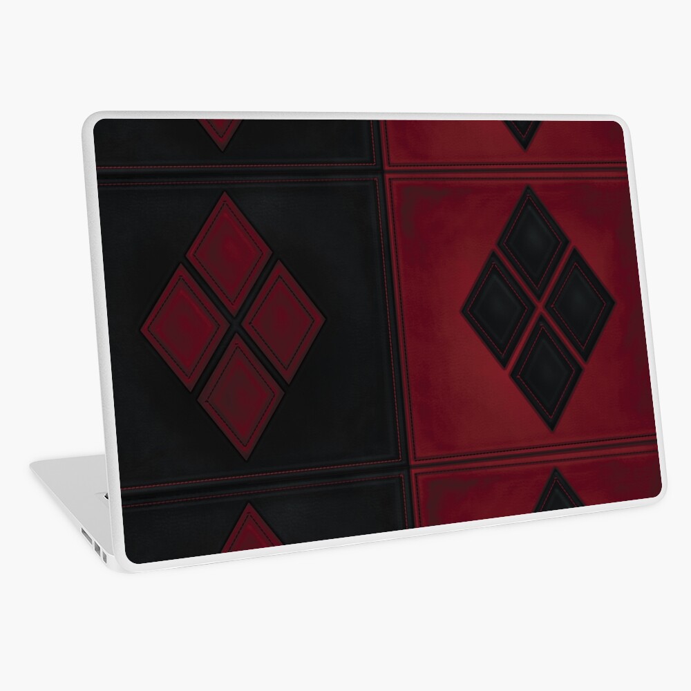 Patchwork Red & Black Leder Effekt Motley mit Diamant Patches 4 Laptop Folie