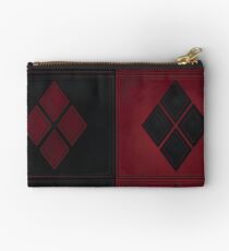 Patchwork Red & Black Leather Effect Motley with Diamond Patches 4 Studio Pouch