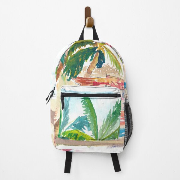 Item preview, Coastal Getaway with a Watercolor Painting of a Beach Bar, Palms and Waves designed and sold by artshop77.
