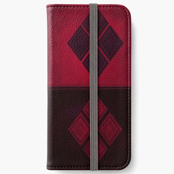 Patchwork Red & Black Leather Effect Motley with Diamond Patches 3 iPhone Wallet
