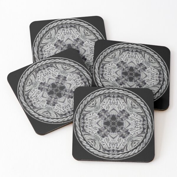 Artikelvorschau, Kaleidoscope Charcoal Cats in Celtic Circle Frame 3 entworfen und verkauft von Swabcraft.