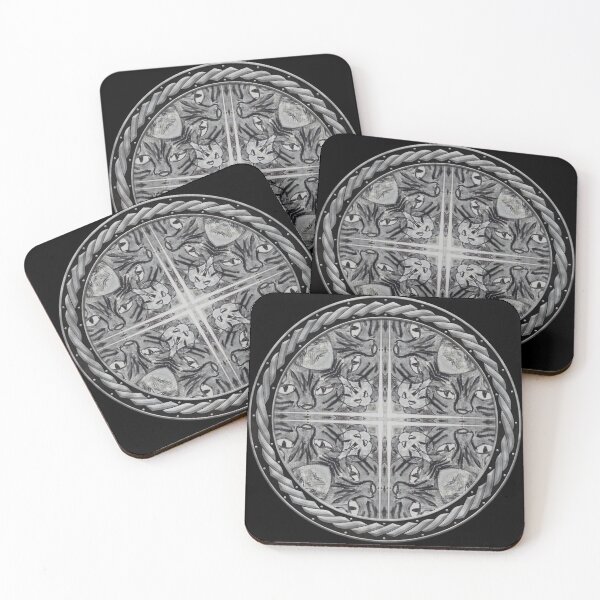 Artikelvorschau, Kaleidoscope Charcoal Cats in Celtic Circle Frame 5 entworfen und verkauft von Swabcraft.
