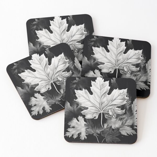 Item preview, Canada Design Black and White Maple Leaves Canadian Tree Monochrome Poster designed and sold by Univers Noir et Blanc.