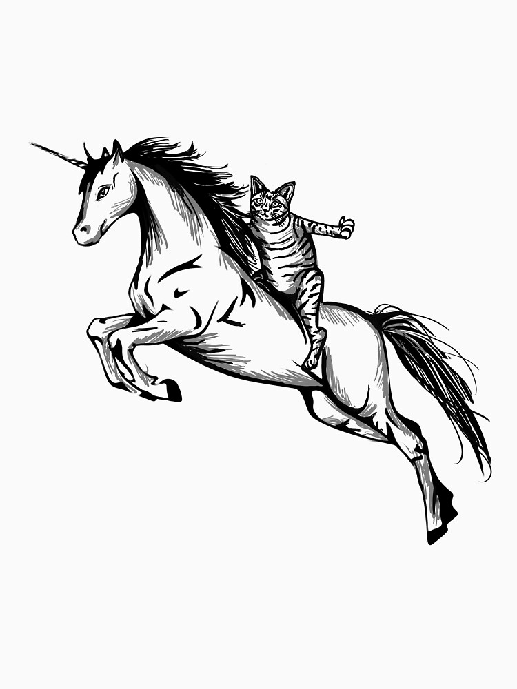 "Awesome Cat Riding Unicorn Design " T-shirt by GraphicRhythm | Redbubble