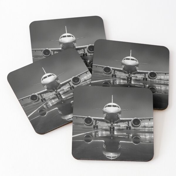 Item preview, Airplane Jet Black and White Jet Engines Wings Aviation Airport Illustration Monochrome Image designed and sold by Univers Noir et Blanc.