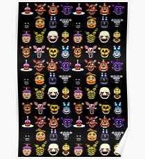 Five Nights at Freddy's - Pixel art - Multiple Characters Poster