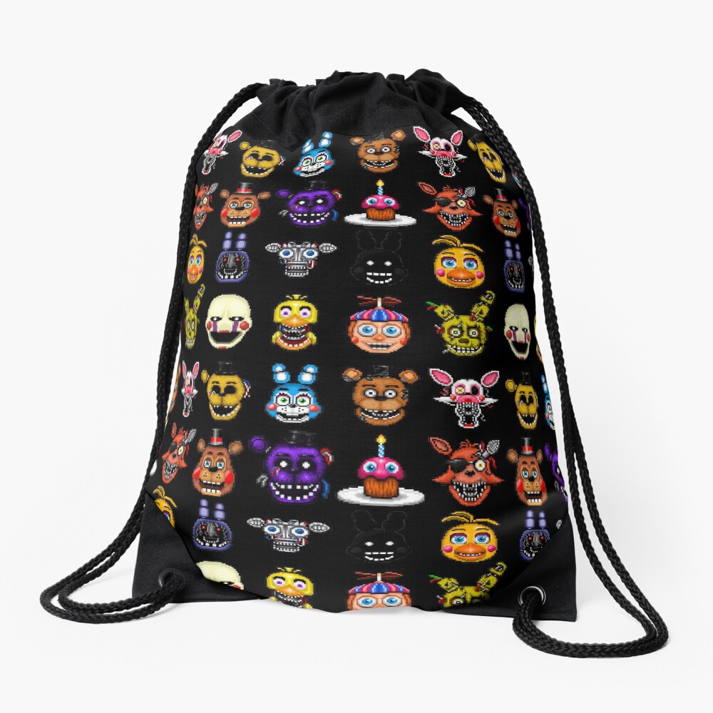 Five Nights at Freddy's - Pixel art - Multiple Characters Drawstring Bag