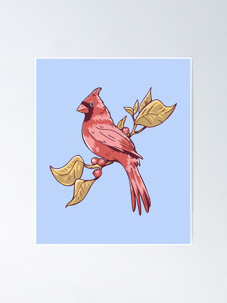 Blue Jay Bird Hugging Northern Cardinal Poster by alwe-designs