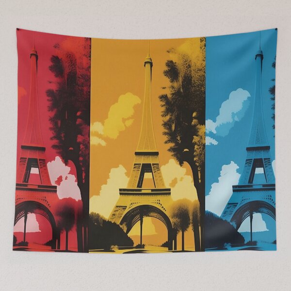 Artikelvorschau, Pop-Art-Eiffelturm in 3 Farben entworfen und verkauft von VeronicArt85.