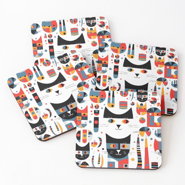 Item preview, Cool Cat Pattern Depicted with Abstract Shapes designed and sold by lessyun.