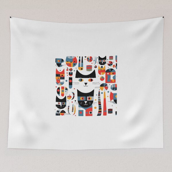 Item preview, Cool Cat Pattern Depicted with Abstract Shapes designed and sold by lessyun.