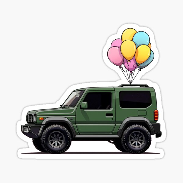 Item preview, Cute Jungle Green Jimny with Birthday Balloons designed and sold by stoicjimny.