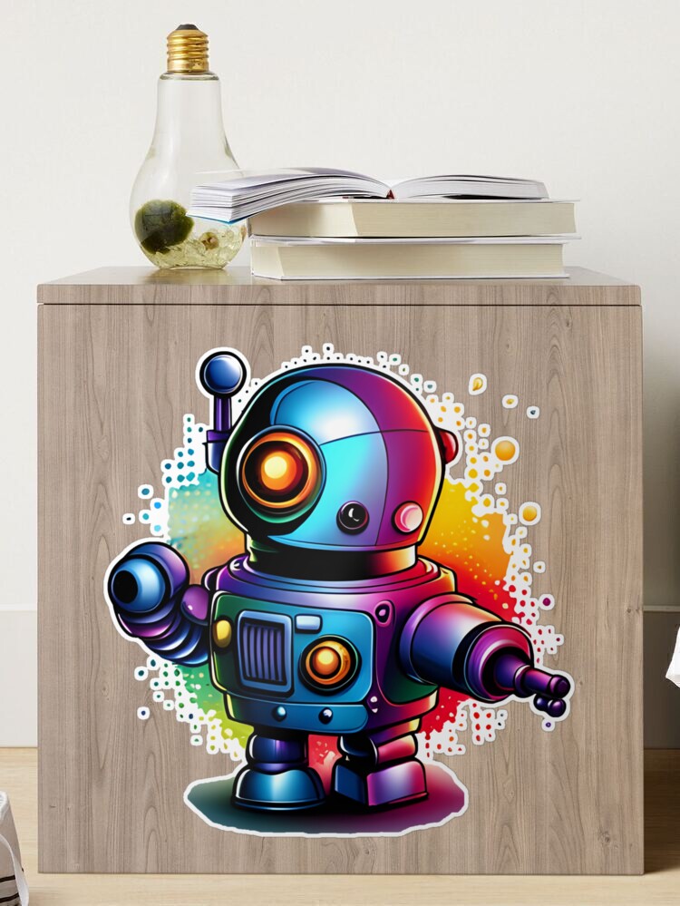 Robot Kicks Sticker for Sale by cronobreaker