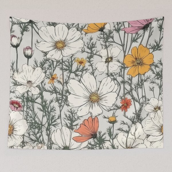 Item preview, Wild Cosmos Flower Pattern - Wildflower Illustration designed and sold by FloralDecorShop.