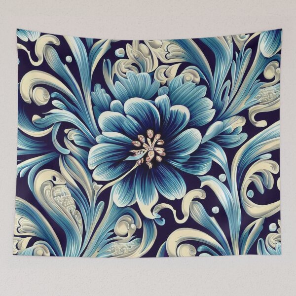 Item preview, Flower Blue Baroque Pattern designed and sold by jsebouvi.