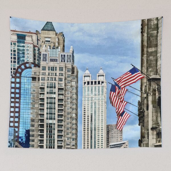 Item preview, Chicago IL - Flags Along Michigan Avenue designed and sold by Susan Savad.