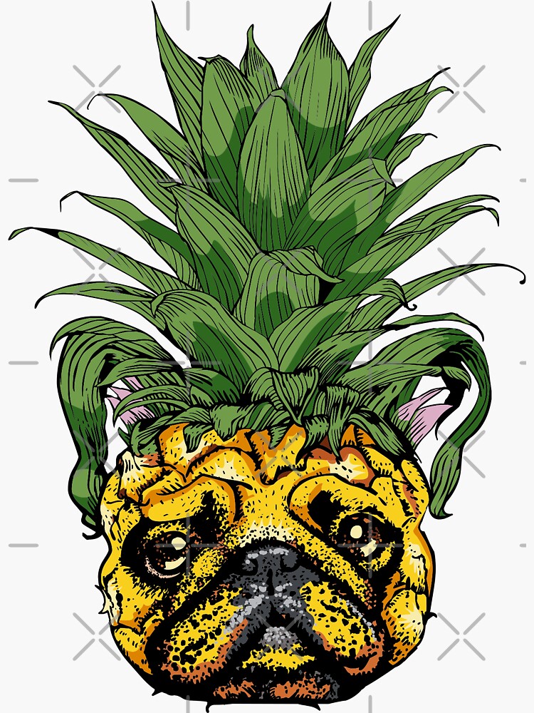 "Pineapple French Bulldog" Sticker by Huebucket Redbubble