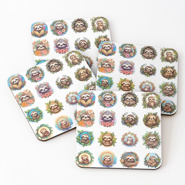 Item preview, Cute Adorable Happy Sloths **Choose Large Stickers Pack or Magnets!** designed and sold by AdiRemba.