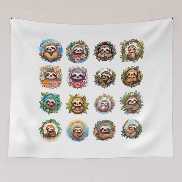 Item preview, Cute Adorable Happy Sloths **Choose Large Stickers Pack or Magnets!** designed and sold by AdiRemba.
