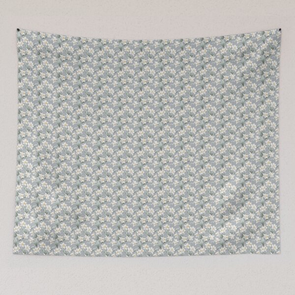 Item preview, White Daffodil Pattern on Gray Background 3 designed and sold by ArtfulAda.