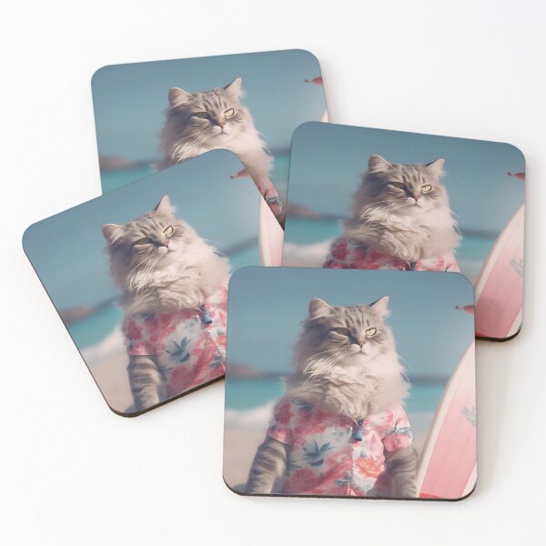 Item preview, Cool surfer cat on the beach designed and sold by Pixel-wise.