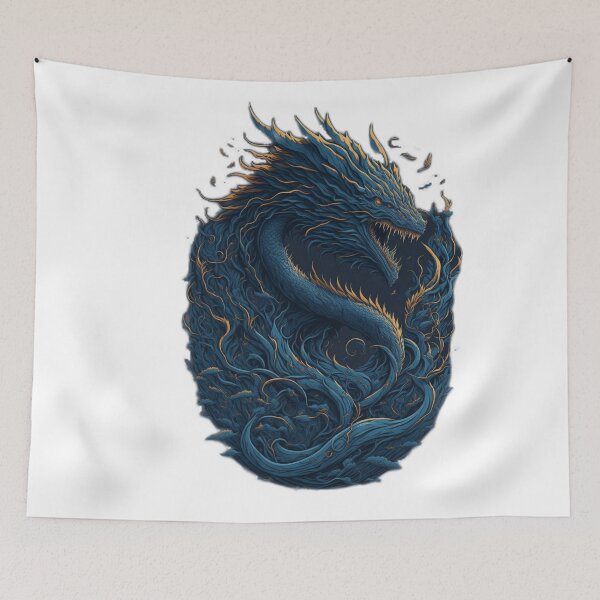Item preview, Legendary Waves: Japanese Dragon and Ocean Detailed Design for Streetwear and Hoodies designed and sold by RedArtG09.