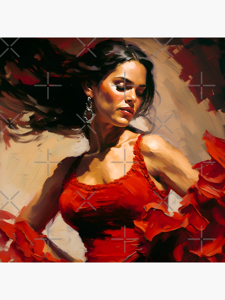 "Flamenco Fantasy Spanishinspired art" Sticker for Sale by ArtFireGallery Redbubble