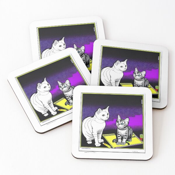 Item preview, retro style with white cat designed and sold by JAG2B.