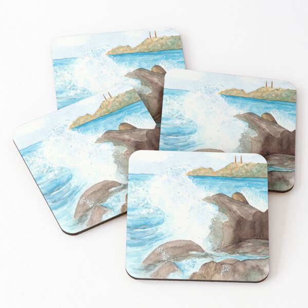 Item preview, Landscape with waves breaking on the rocks designed and sold by Cacatuart.
