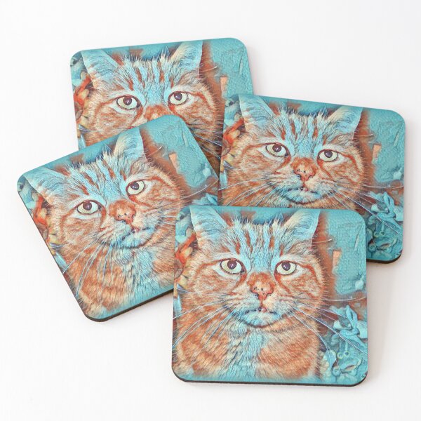 Item preview, Serious Face Ginger and Aqua Cat  designed and sold by DianeBP.
