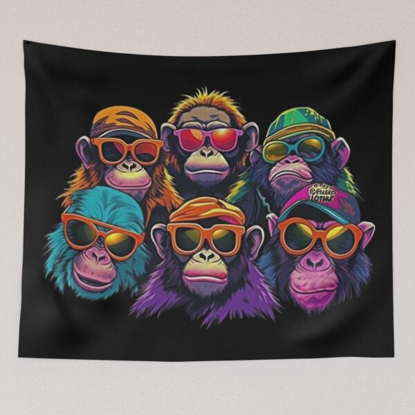 Item preview, Cool and crazy monkey gang with sunglasses designed and sold by Pixelboys.