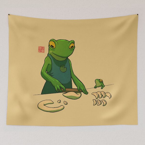 Item preview, Frog and her Sprog Making Dumplings Mother's Day designed and sold by DingHuArt.