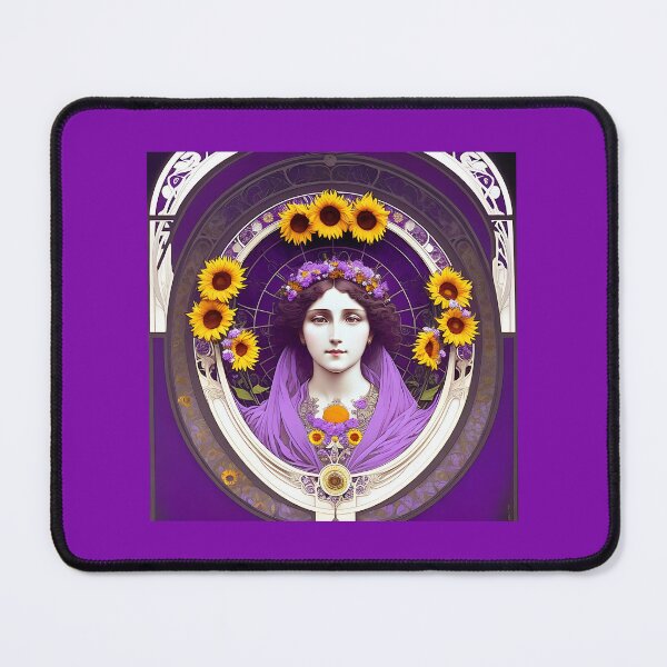 Item preview, Lavander and sunflower dreams - art deco purple lady with flowers designed and sold by Earth Nature Creations.