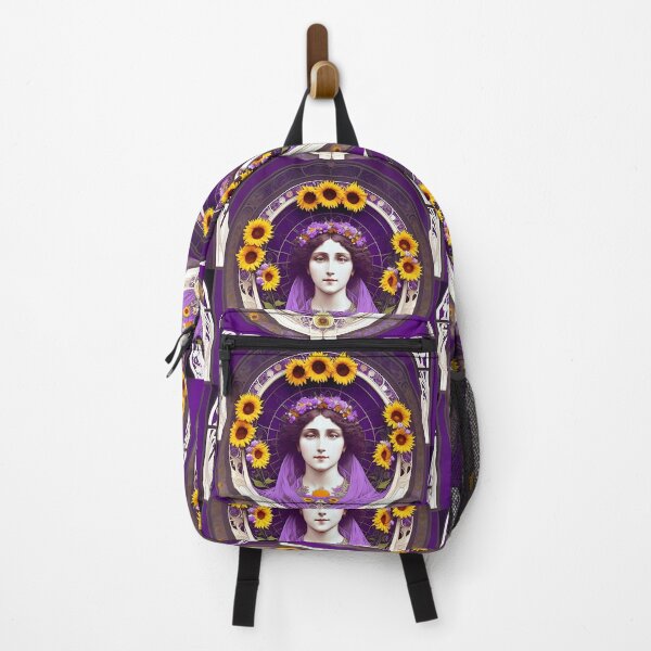Item preview, Lavander and sunflower dreams - art deco purple lady with flowers designed and sold by Earth Nature Creations.