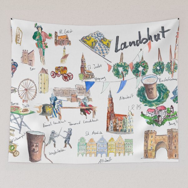 Item preview, Landshut Bavaria Illustrated Favorite Travel Plans and Memories designed and sold by artshop77.