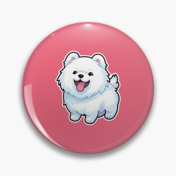 Artikelvorschau, Niedliches weißes, flauschiges, glückliches Weibchen/Mädchen-Samojeden-Welpen-Design für Hundeliebhaber entworfen und verkauft von Stickerpets.