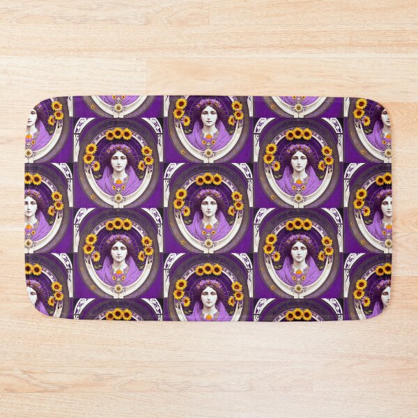 Item preview, Lavander and sunflower dreams - art deco purple lady with flowers designed and sold by Earth Nature Creations.
