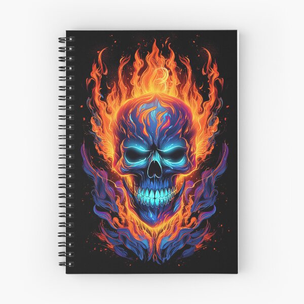Item preview, Flaming Skull Red Orange & Blue Cool Skeleton Skull Graphic designed and sold by SpookshowDesign.