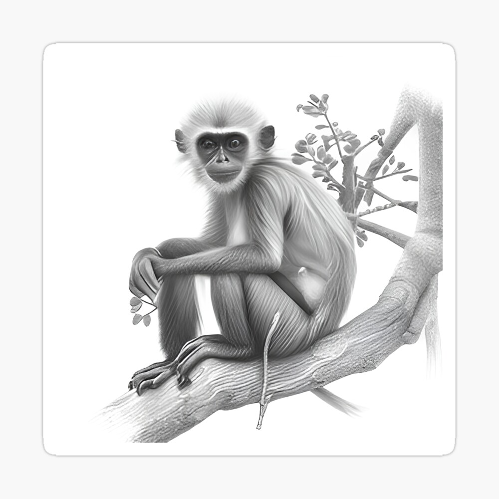 Pencil Sketch Of Sad Monkey  DesiPainterscom